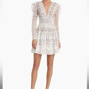 Bronx and Banco White Floral Lace Mini Dress
